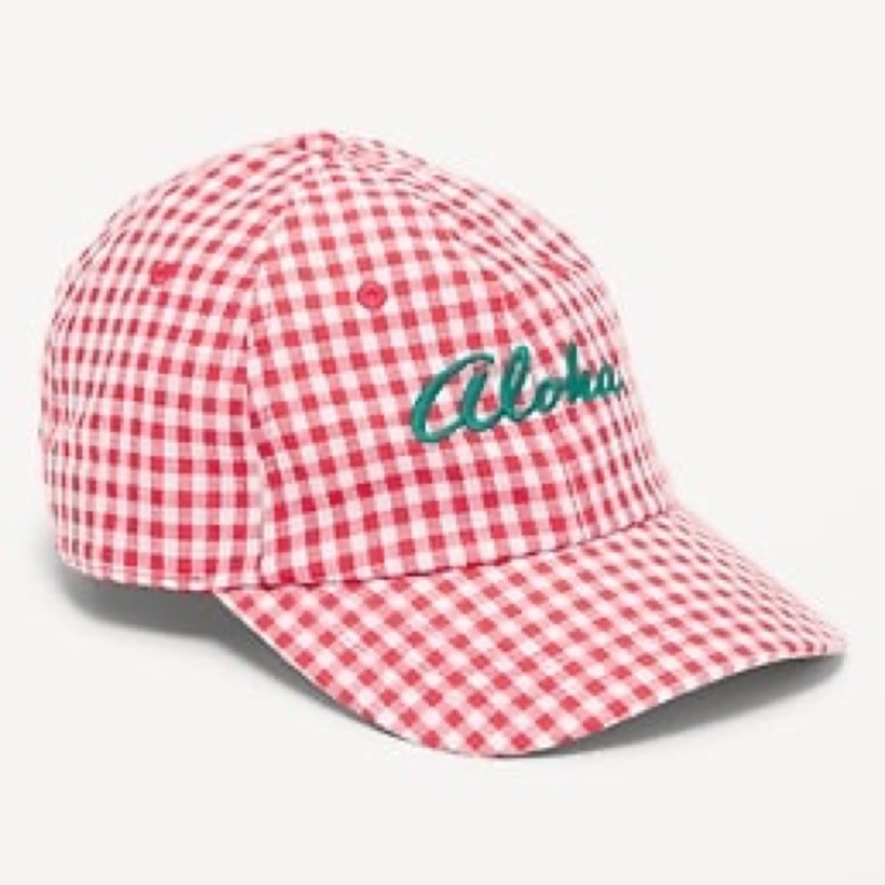 NWT Red/Pink Gingham Baseball Cap